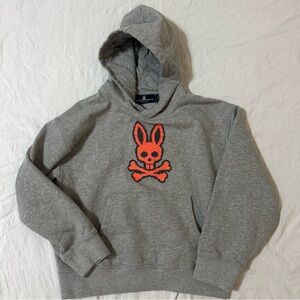 Psycho Bunny Gray Hoodie with Orange Design Kids Sz M 10-12